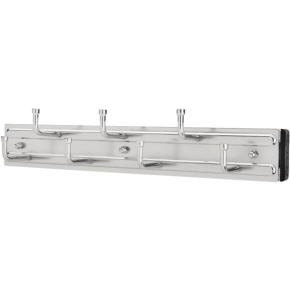 Pull Out Closet Rack Organizer 12 Inch Belt Tie Scarf Hanger with 7 Chrome Hooks - Picture 1 of 4